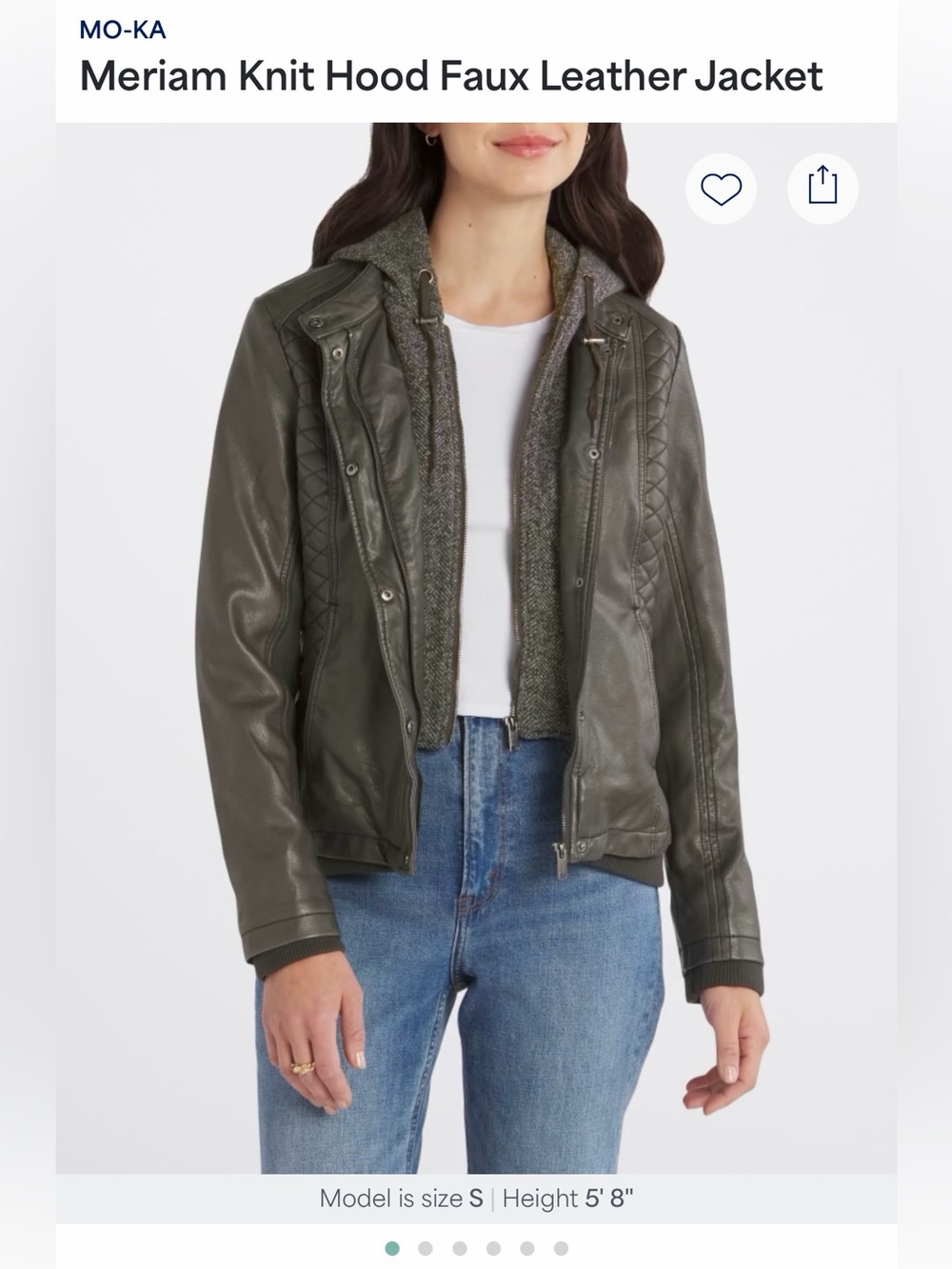 MO-KA Meriam Faux Leather Jacket with Knit Hood